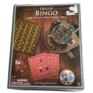 Ambassador Craftsman Collection Deluxe‎ Bingo Set Wood Veneer Metal Cage GF028